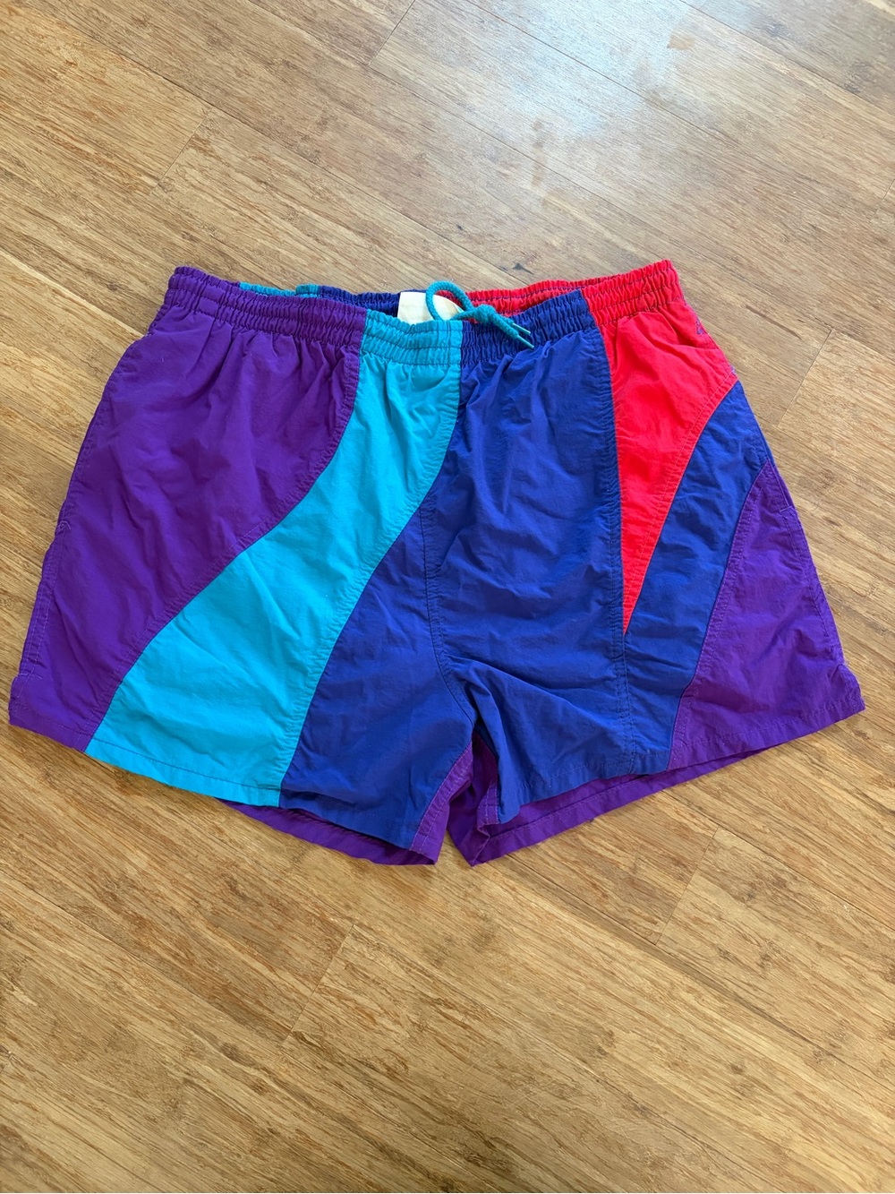 Vintage 80s 90s North Country Eaton Swim Trunks Colorblock Nylon Shorts Large